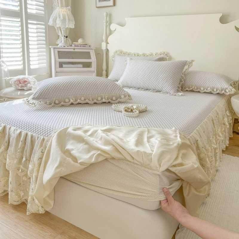 轻薄款刺绣印花被子可机洗夏凉毛巾被四件套柔软舒适