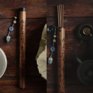 湘妃竹手工雕刻香筒家用茶具沉香插香道用具线香筒茶道零配