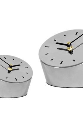 现代意式极简不锈钢日晷斜面造型摆件茶室书房桌面家居装饰品摆件