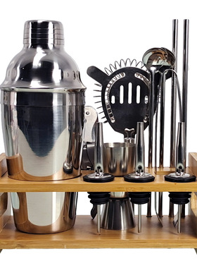 13件套不锈钢调酒器 鸡尾酒摇壶波士顿摇床酒吧调酒工具套装