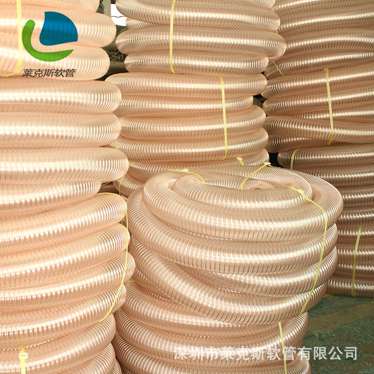源头厂家直销PU钢丝伸缩软管耐磨钢丝管木工机械吸尘管