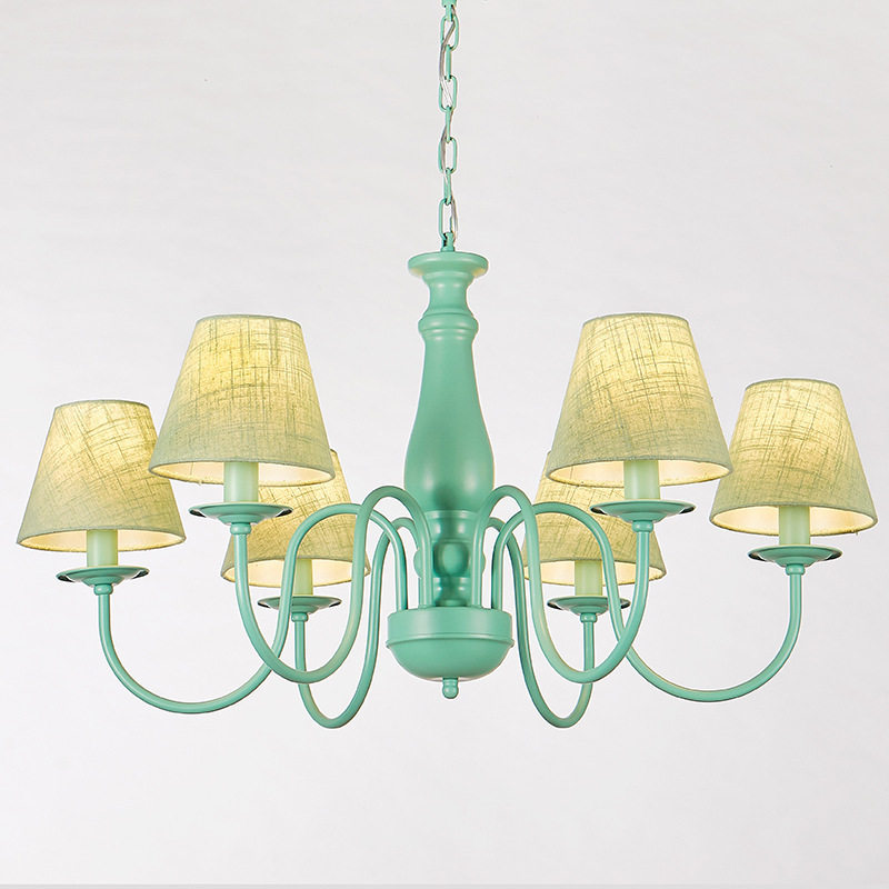 美式乡村铁艺吊灯厂家直销简约绿色儿童卧室led吊灯客厅灯饰批发
