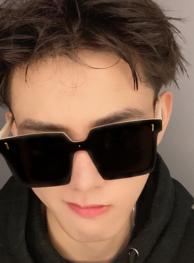 2021潮流型男平面一体镜片太阳眼镜开I车正方形女复古偏光墨镜圆