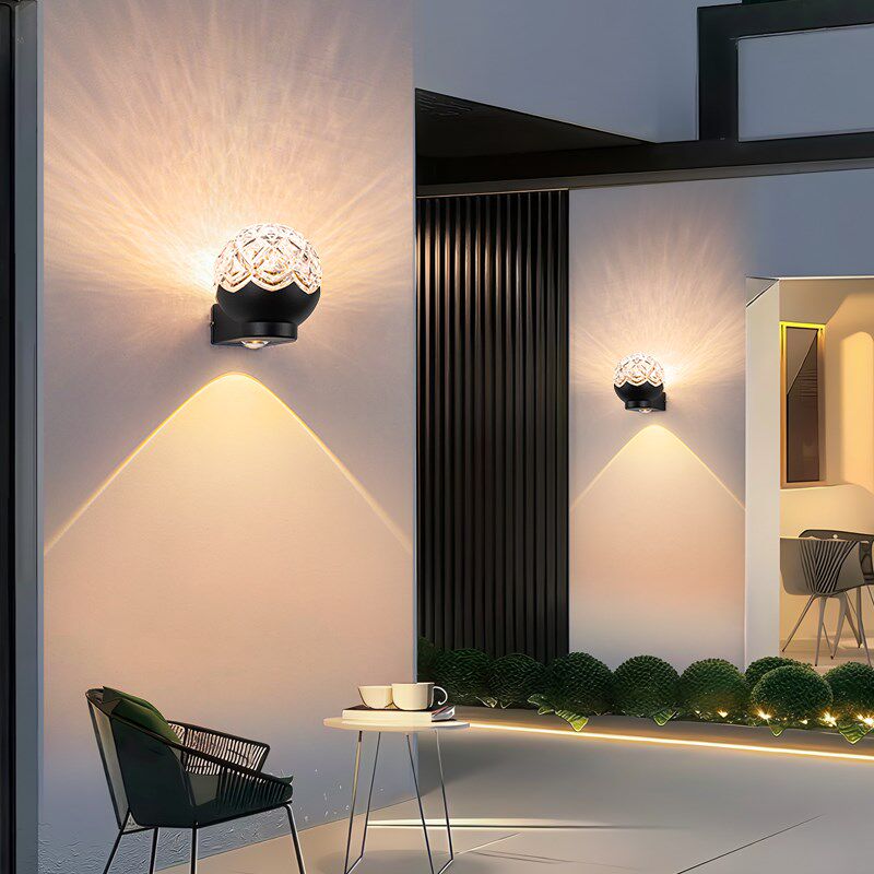 水晶球壁灯户外j防水庭院灯别墅花园气氛灯走道灯简约水纹壁灯射