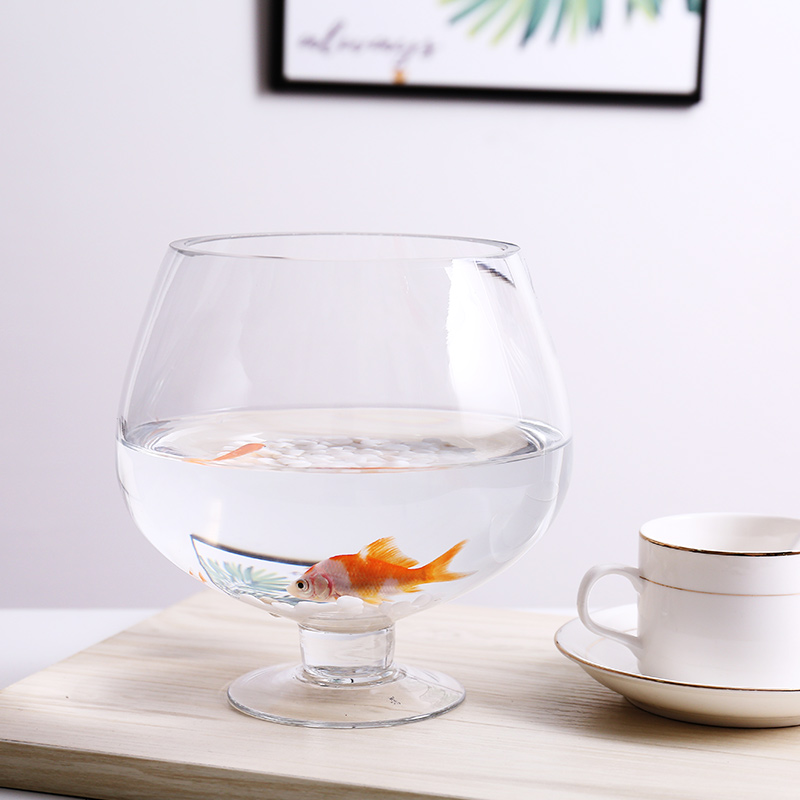 创意小型客厅鱼缸玻璃圆形加x厚乌龟缸金鱼缸桌面特大号啤酒英雄