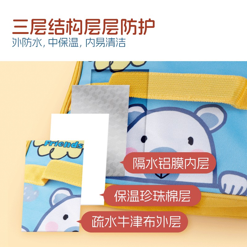 学生便当盒双把手提包铝箔加厚保温袋带饭包午餐便T当包上班族便