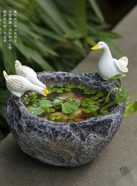 微景观鱼缸流水瀑布生财办公室客厅喷泉水景假山盆景创意桌面摆件