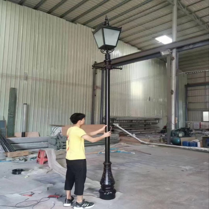 中式仿古庭院灯太阳能小区公园户外防水灯笼led双头灯复古景观灯