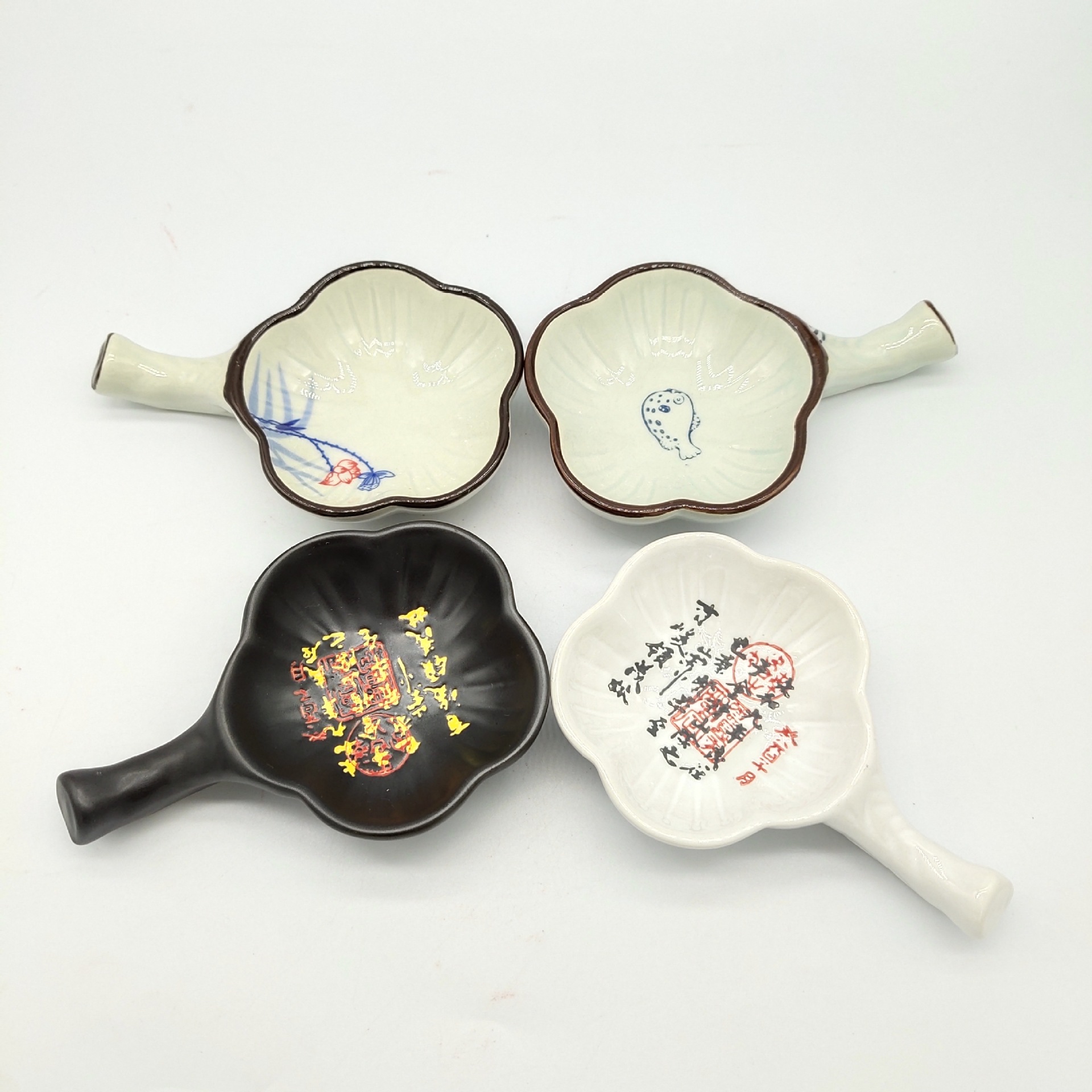 多功能陶瓷墨碟创意精致砚台书法国画盛墨装水碟笔搁调色盘批发