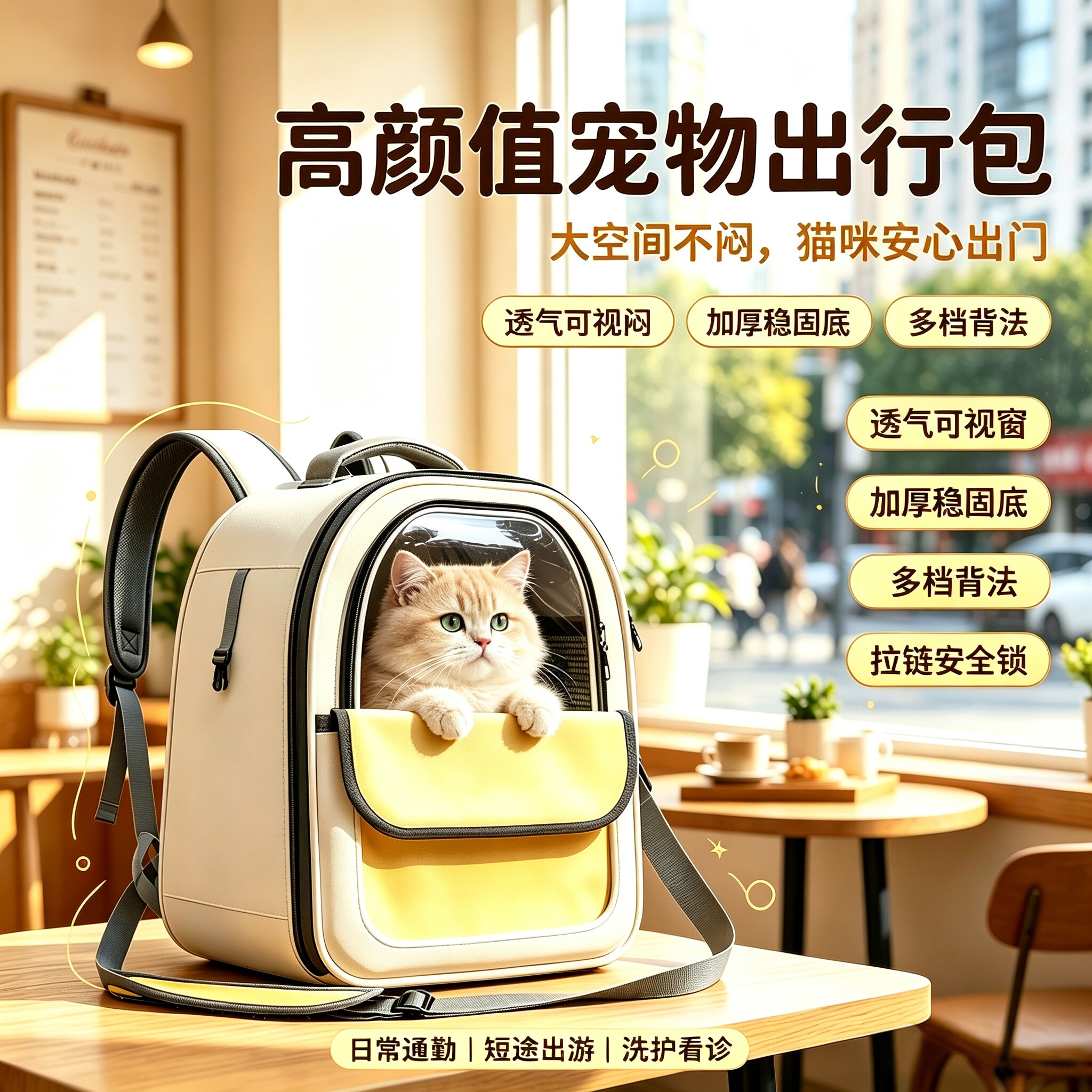 猫咪外出双肩包便携胸背带宠物背包猫包背猫神器小狗携带胸前狗包