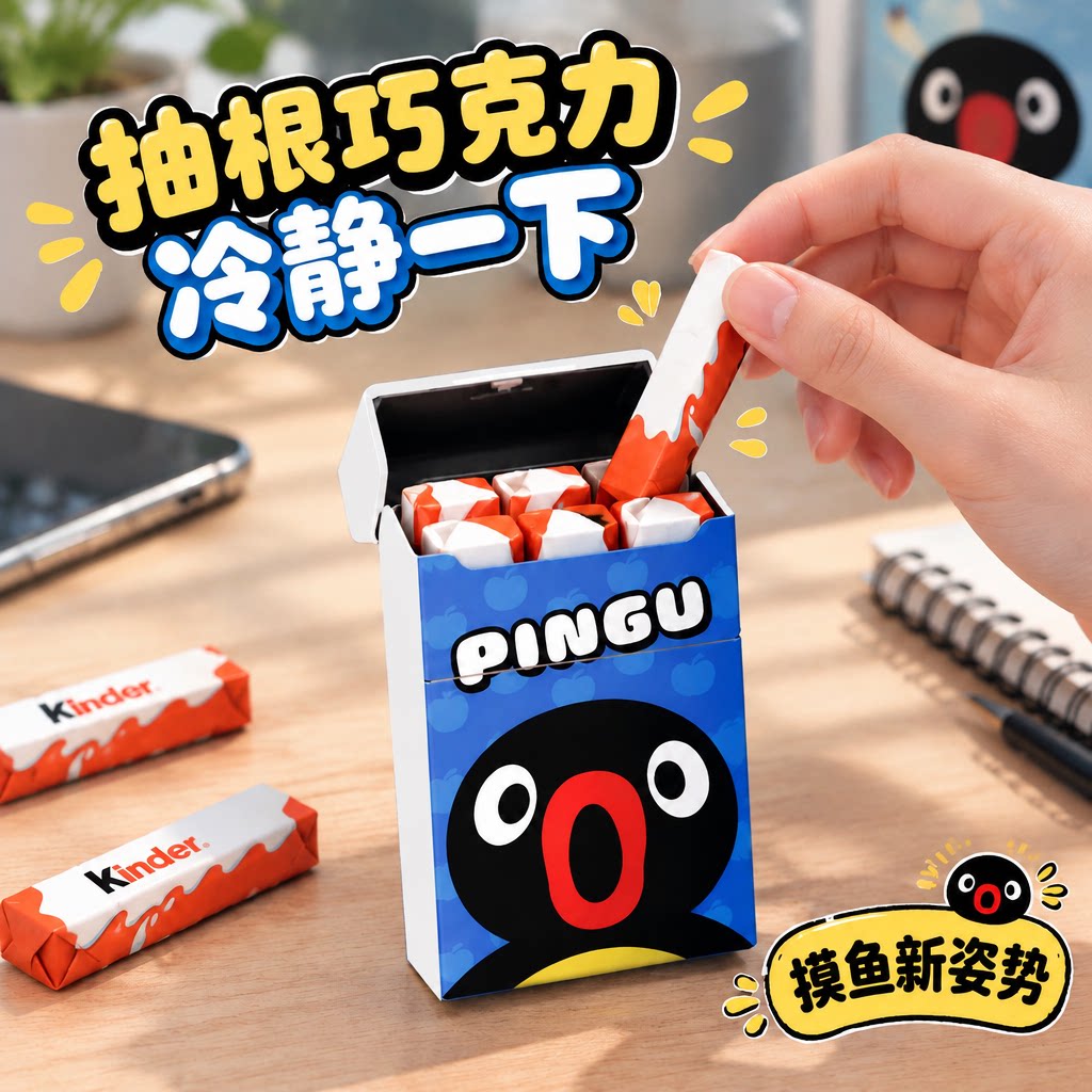 抖音热销款装健达pingu巧克力烟盒创意个性6支装便携收纳
