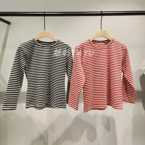 撞色条纹简约花朵字母印花长袖