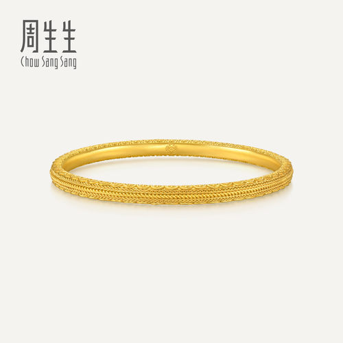 周生生华宇黄金足金文化祝福东方古祖编织纹宝相花手镯94562K
