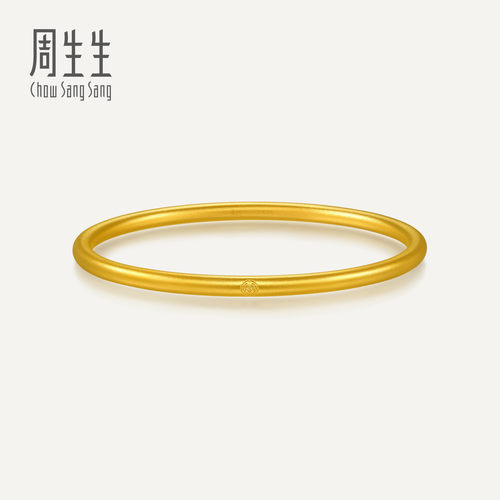 周生生华宇足金古法黄金文化祝福东方古祖素圈手镯92289K计价
