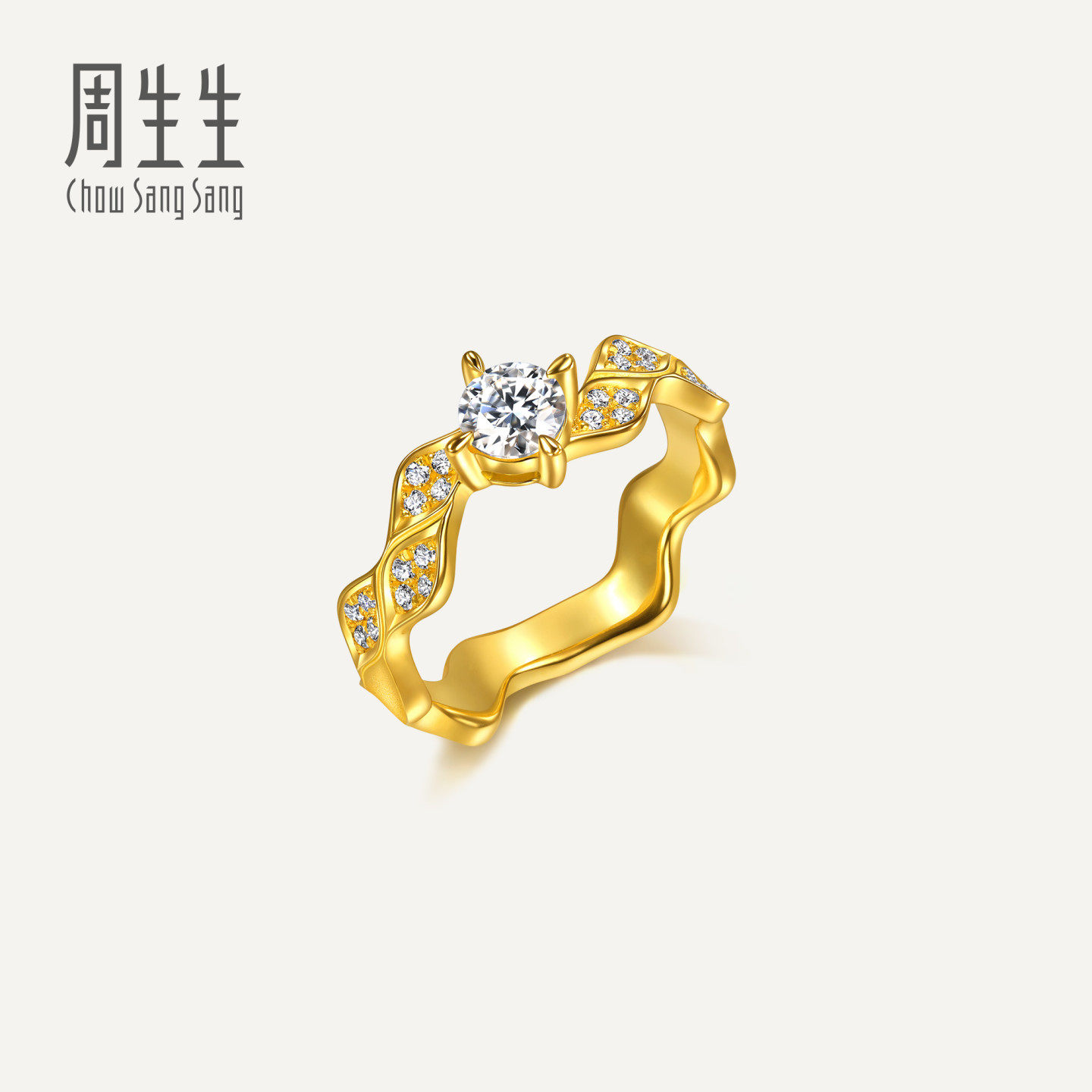 周生生华宇YuYu系列足金镶嵌钻石黄金鱼尾戒指96815R定价