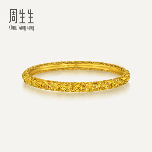 周生生华宇足金古法黄金东方古祖桃花灼灼手镯96722K计价