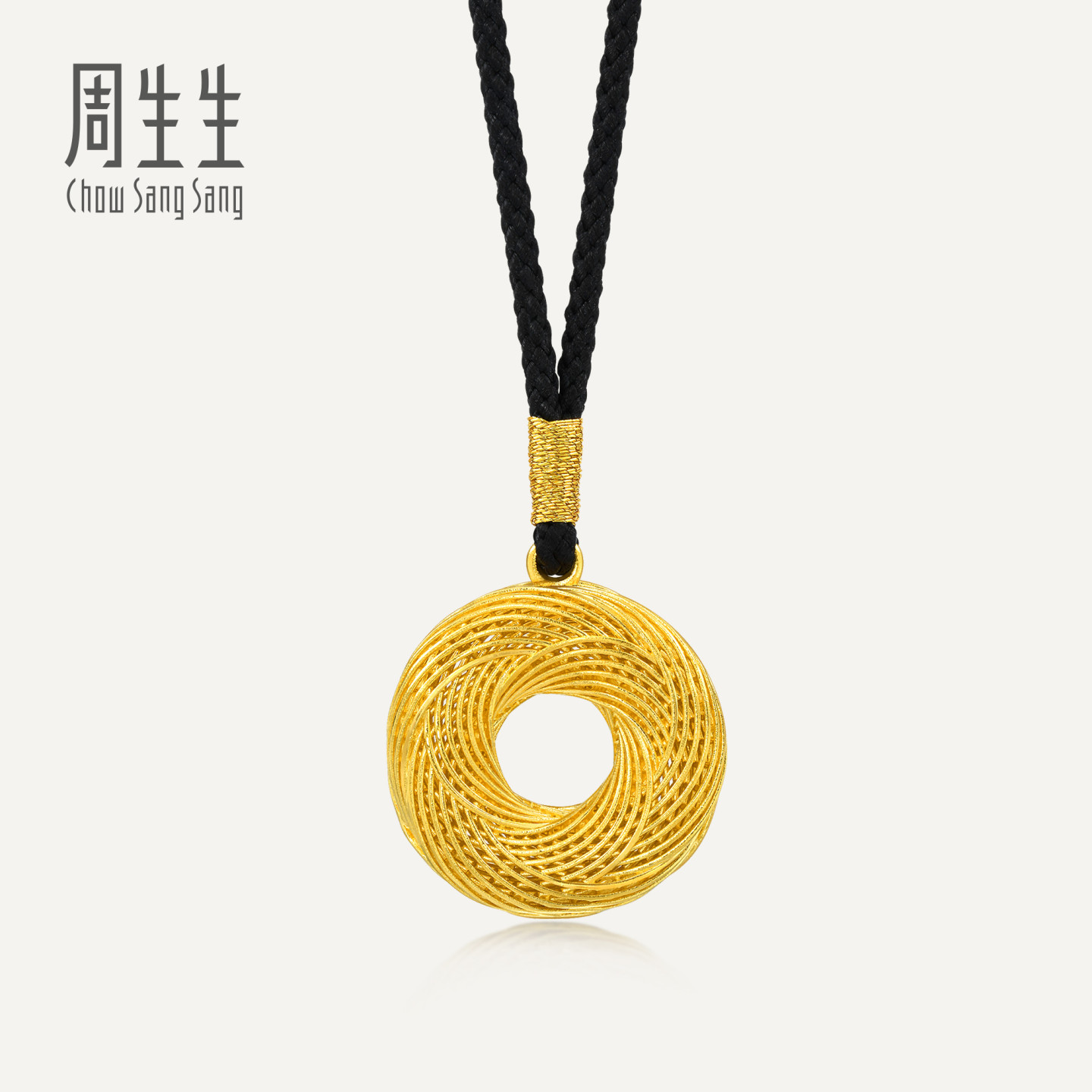 周生生华宇足金古法黄金东方古祖圆满平安扣吊坠项链配绳94519Z
