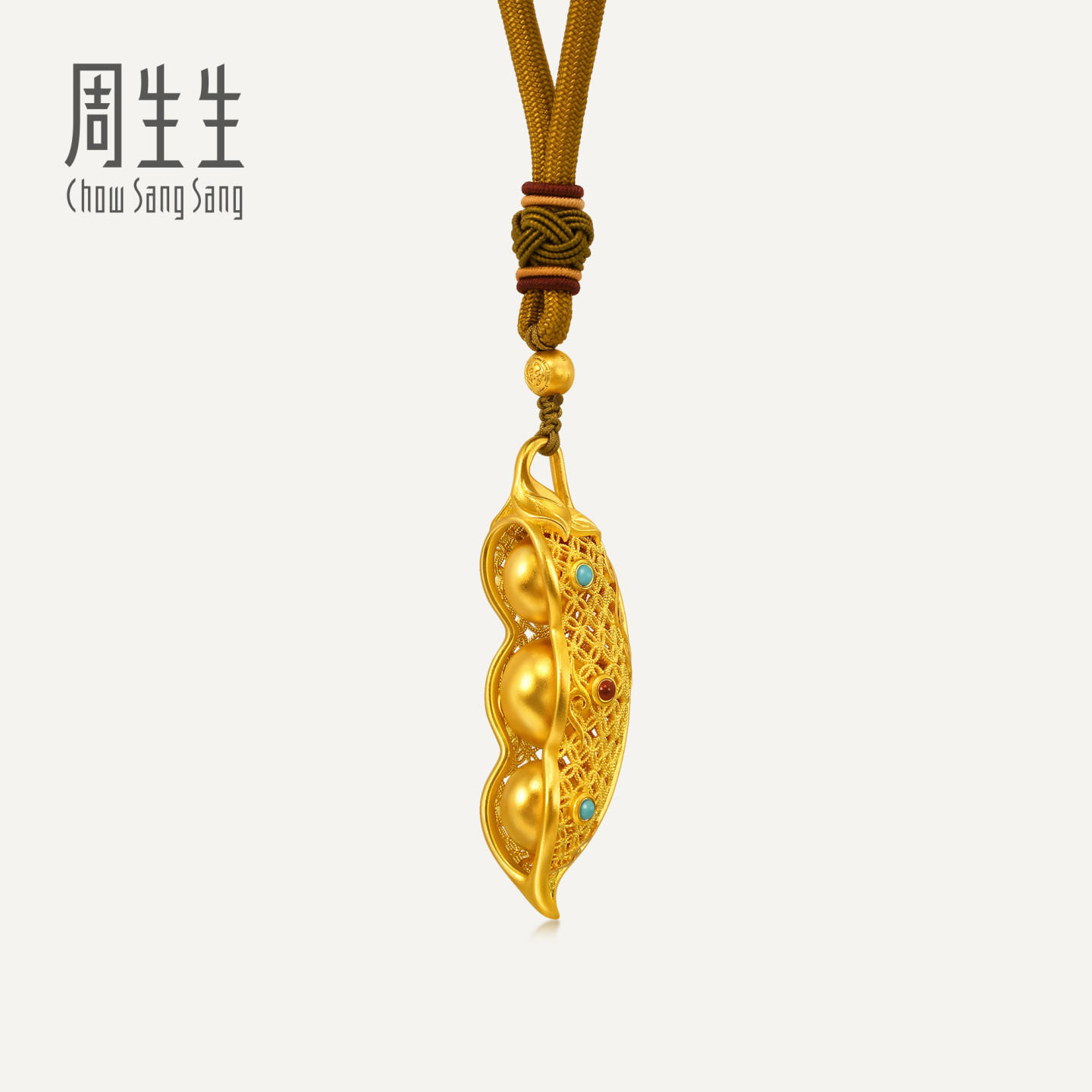 周生生华宇足金古法黄金东方古祖豌豆手把件摆件94722O定价预订										