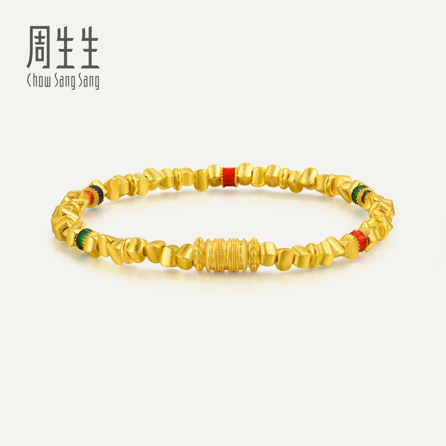 周生生华宇黄金足金古法黄金碎碎金子盘缠手链95653B计价