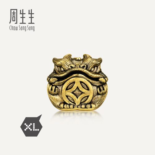 周生生华宇黄金足金Charme酷黑系列铜钱聚财金蟾XL转运珠95521C