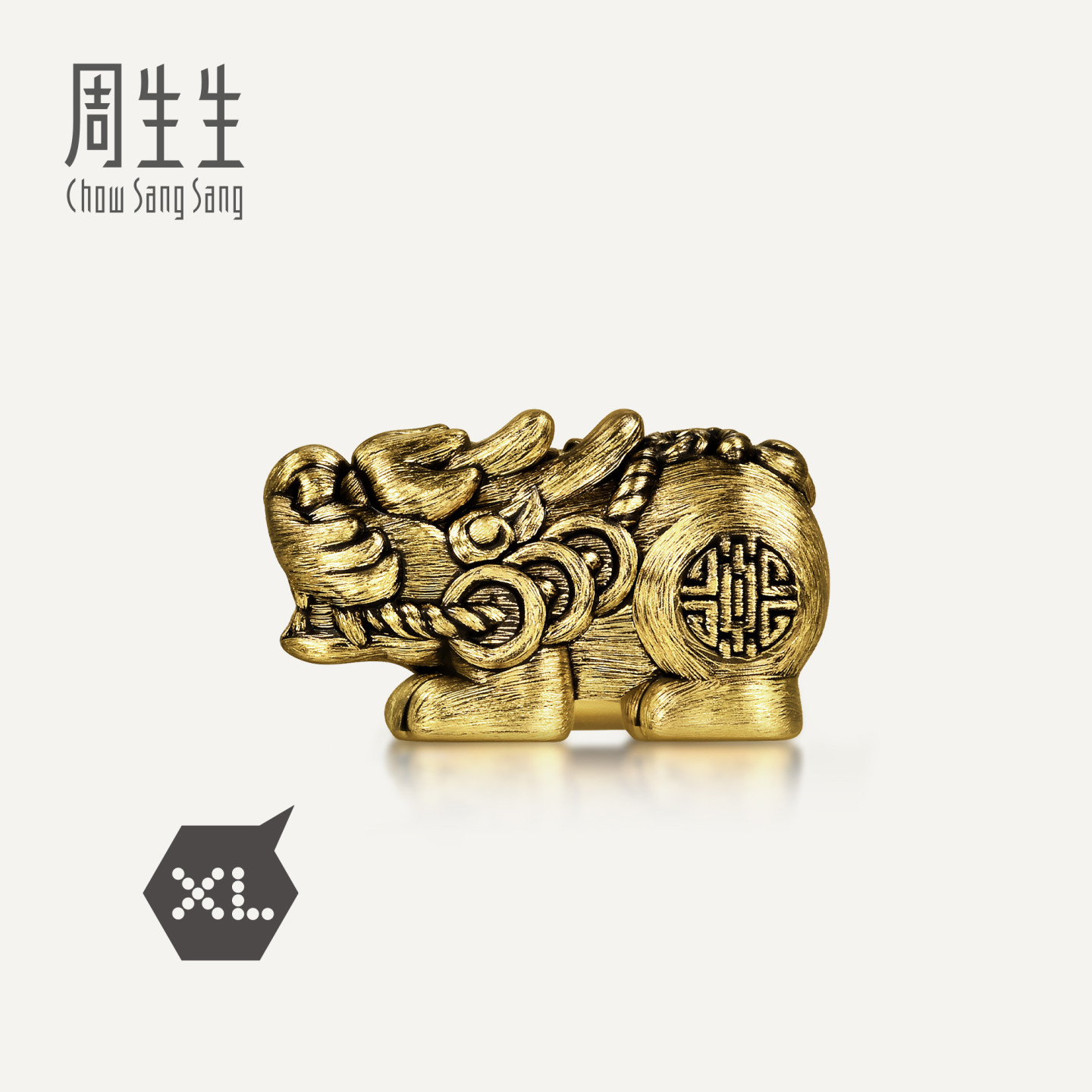 【配绳】周生生华宇黄金足金Charme酷黑聚财貔貅XL转运珠95508C