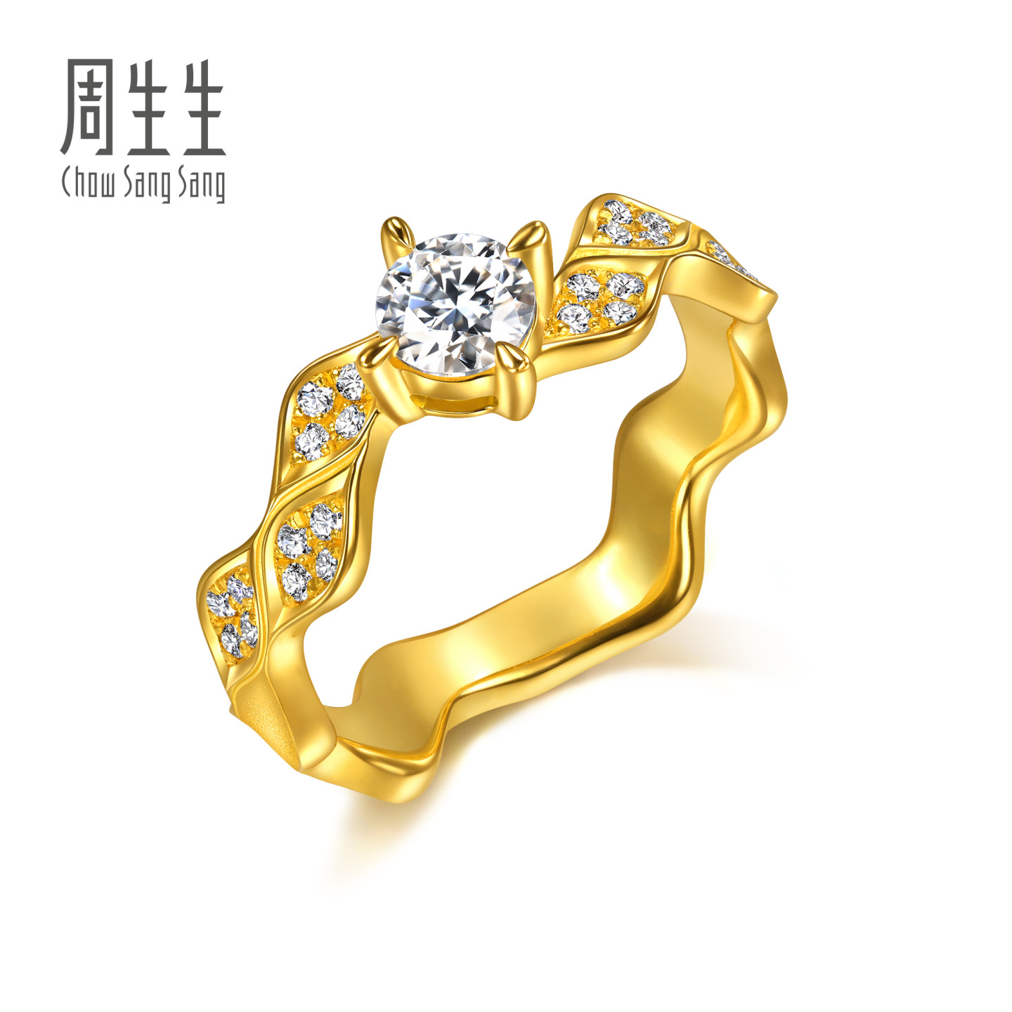 周生生华宇YuYu系列足金镶嵌钻石黄金鱼尾戒指96815R定价