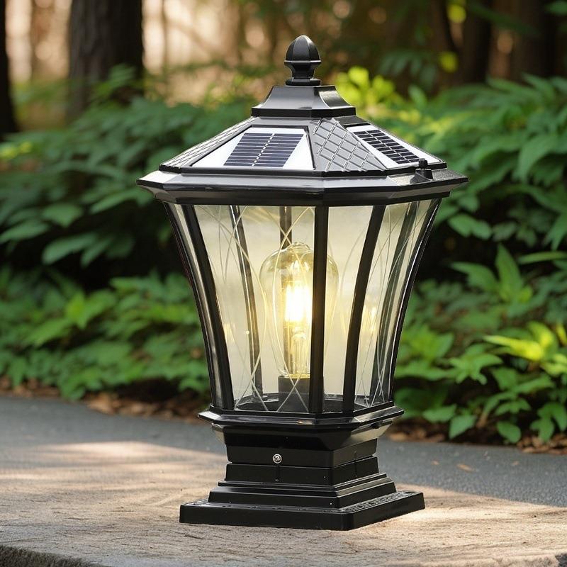 led柱头灯欧式防水围墙灯露台太阳能照明灯别墅太阳能户外庭院灯