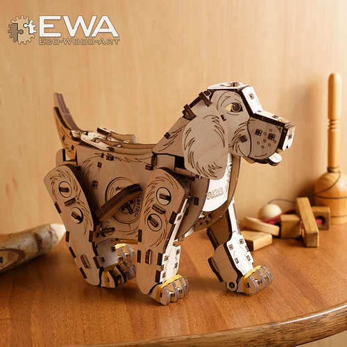 EWA小狗木质拼装模型益智拼图