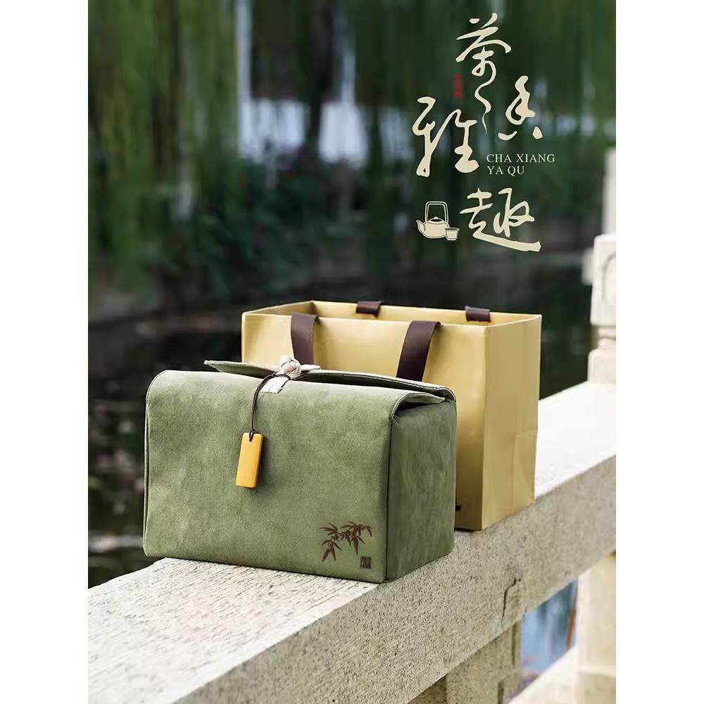 2025创意绿茶龙井方包茶叶包装盒空礼盒西湖明前龙井单双包茶叶盒