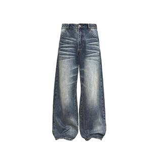 JCAESAR WASHED DENIMS 蓝灰水洗牛仔裤 闪电纹做旧 直筒微阔13OZ