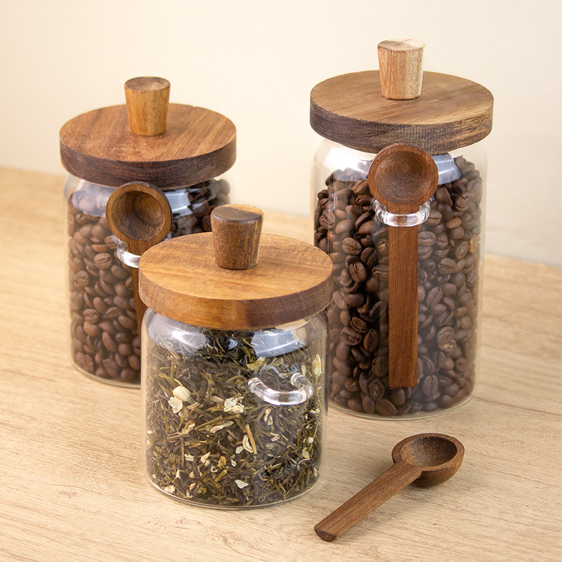 带勺玻璃密封罐咖啡豆保存罐