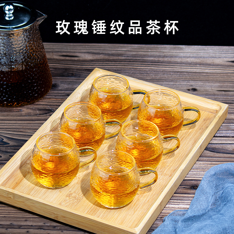 加厚玫瑰锤纹品茗杯，耐热耐高温