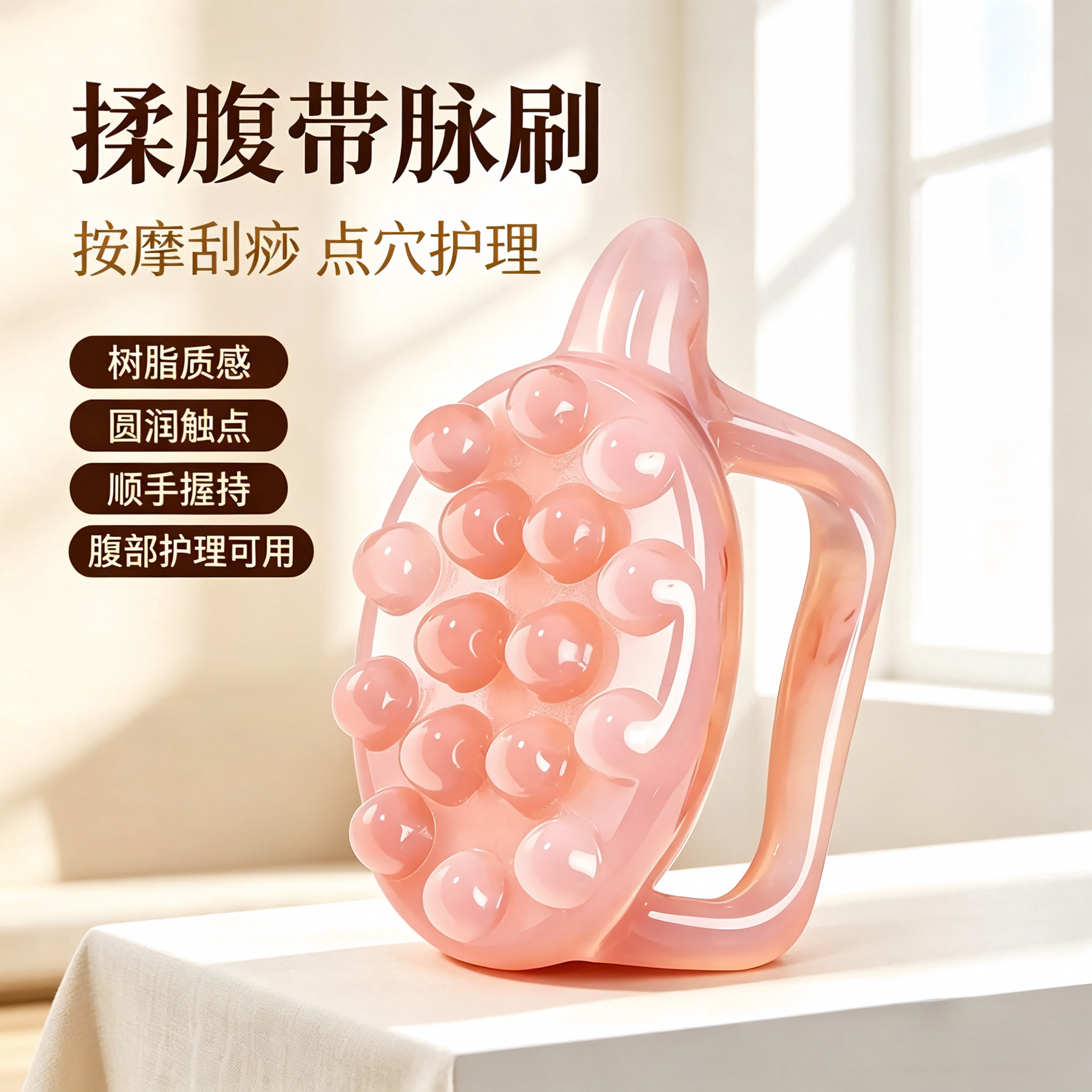 揉腹带脉刷按摩龟刮痧板拨筋肩颈腰腹开背刷全身刷肚子树脂经络刷