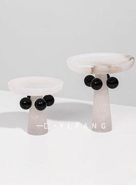 一匚新中式大理石水晶几何桌面托盘 样板间售楼处餐厅客厅装饰品