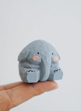 木刻自习室木雕大象摆饰可爱小象动物书架挂柜子显示器屏幕装饰