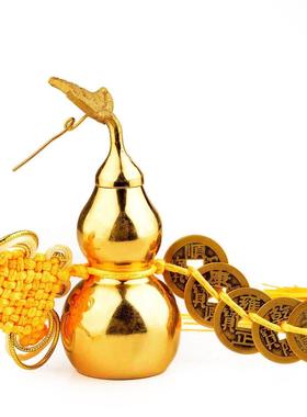 纯铜八卦开 盖开 口葫芦五帝钱挂件镜光面葫芦六帝钱家居饰品挂件