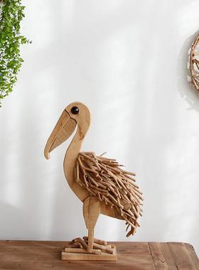 纯手工实木大嘴鸟摆件客厅电视柜摆设装饰桌面家居装饰工艺品创意