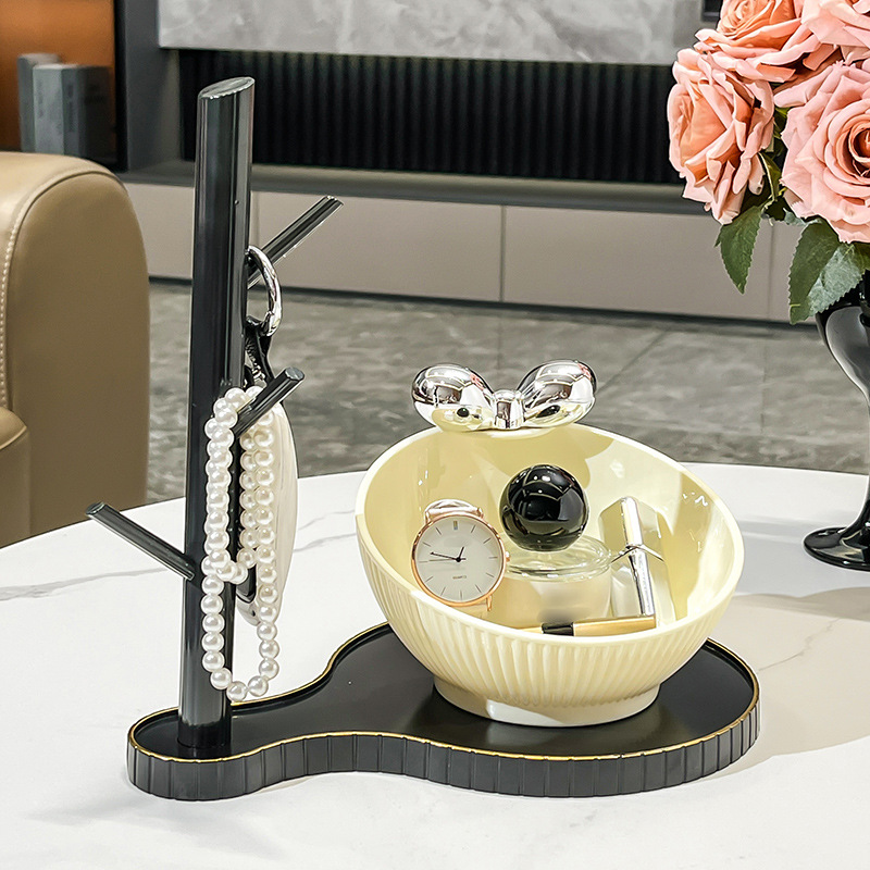 入户钥匙收纳玄关摆件门口鞋柜客厅简约奶油风家居饰品置物架