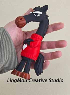 马年吉祥物天选黑马2026本命年3D打印红色喜庆生肖小马新年礼物