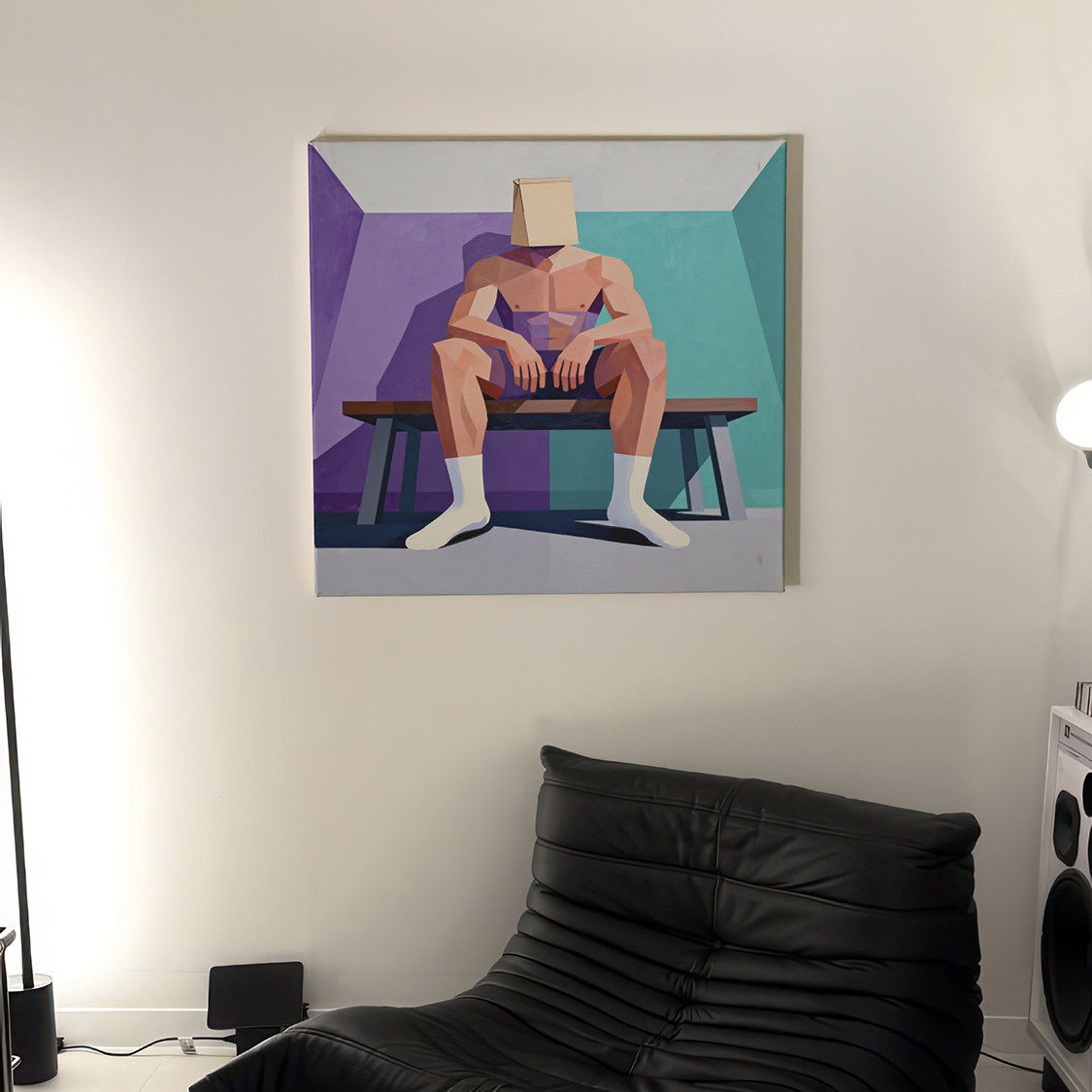 纸套立体肌肉男装饰画卡通平面氛围感画喷绘客厅工作室艺术画框