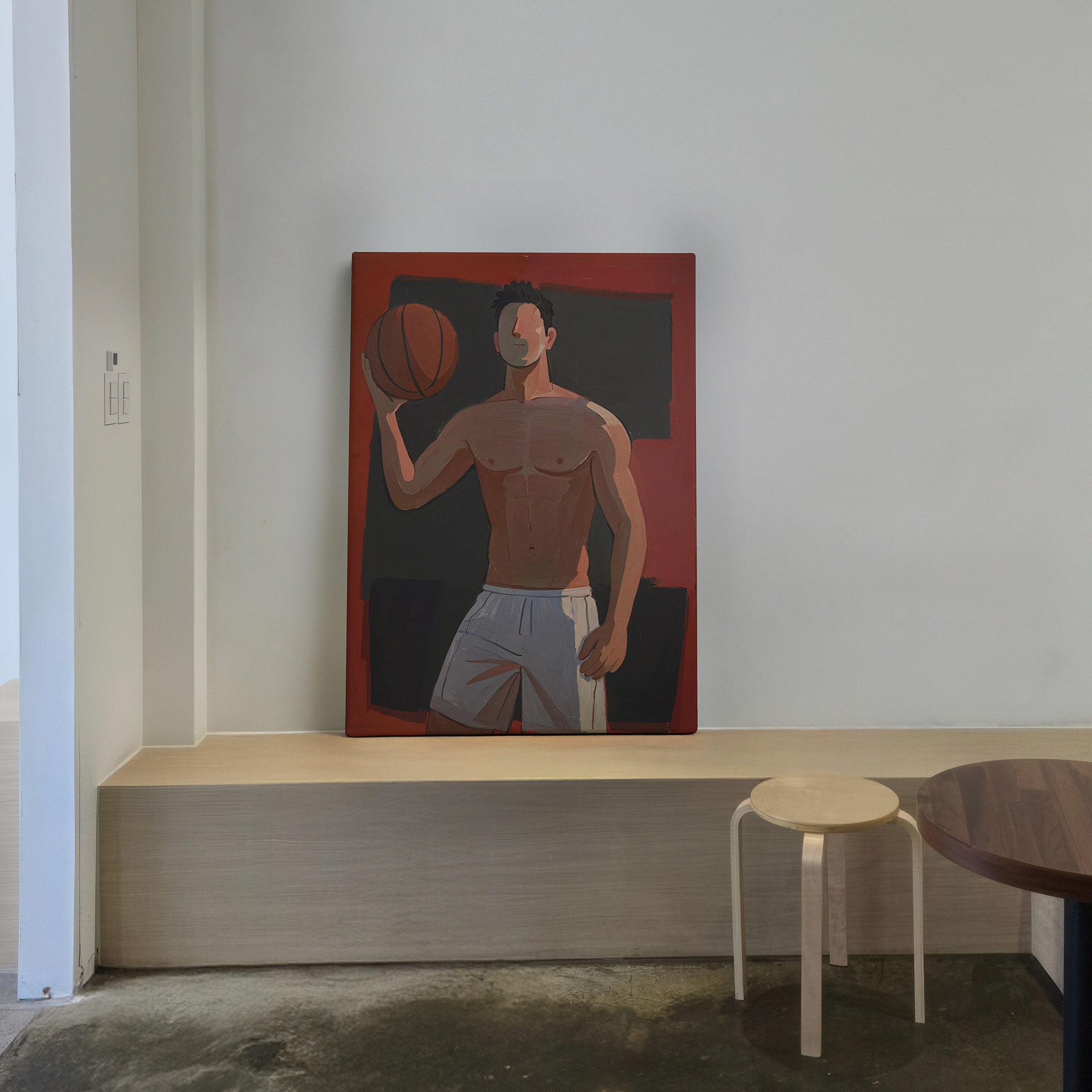 肌肉男篮球卡通装饰画趣味氛围感画喷绘客厅男体房间玄关个性