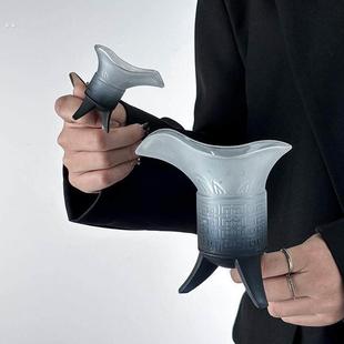 关中王杯子关中王酒杯项羽酒杯磨砂渐变黑帝王杯创意仿古爵杯家用