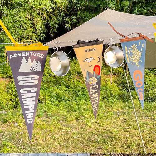 野营装饰露营氛围旗户外营地旗野营装饰盾旗帐篷天幕风绳三角串旗