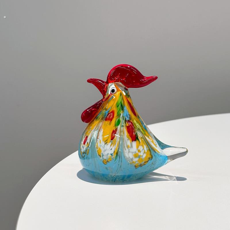小鸡摆件琉璃居家入户玄关桌面装饰淄博创意水晶鸡手作工艺品礼物
