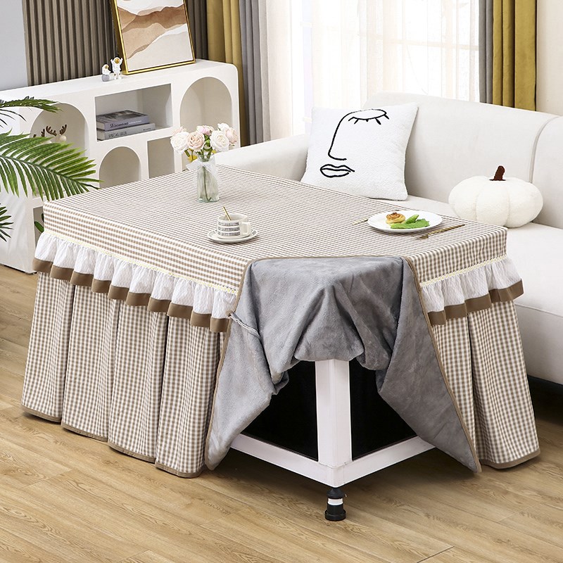 烤火桌罩套冬季长方形加绒加厚桌布高端电炉罩套取暖家Z用茶几罩