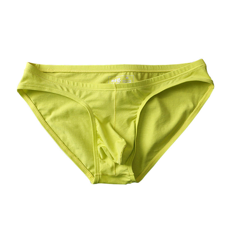 新款纯棉男士内裤紧身低腰透气激凸囊袋三角裤 男纯色Z性感男裤头