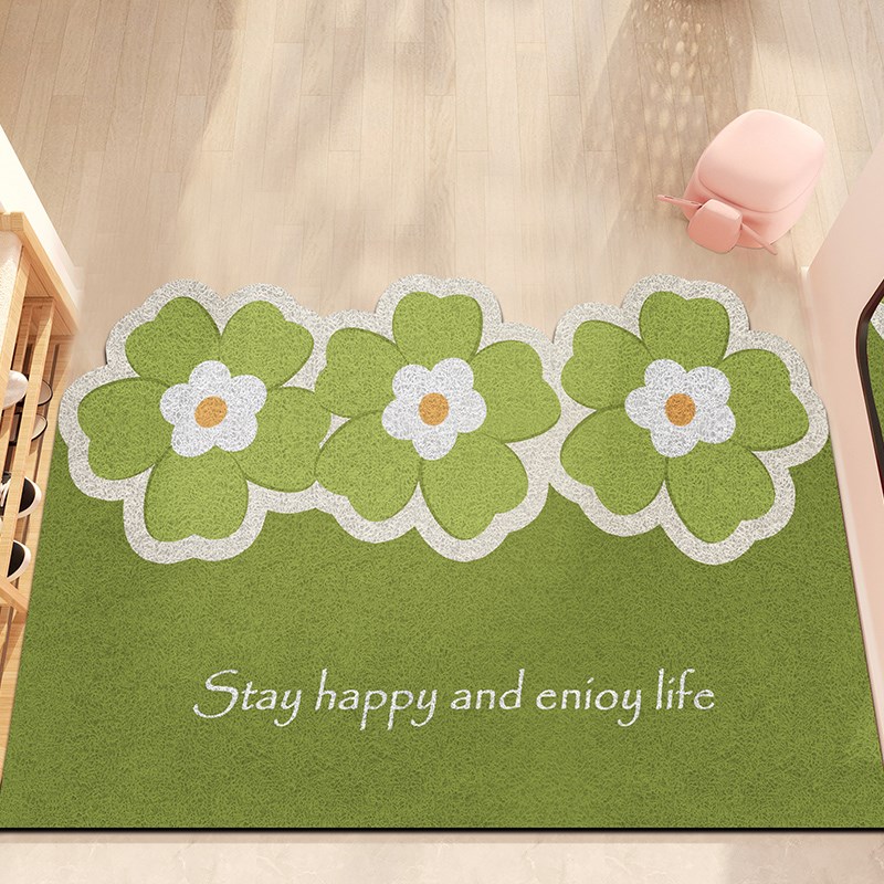 小清新花朵丝圈地垫入户门垫pvc可裁剪K进户门脚垫家用玄关防滑垫