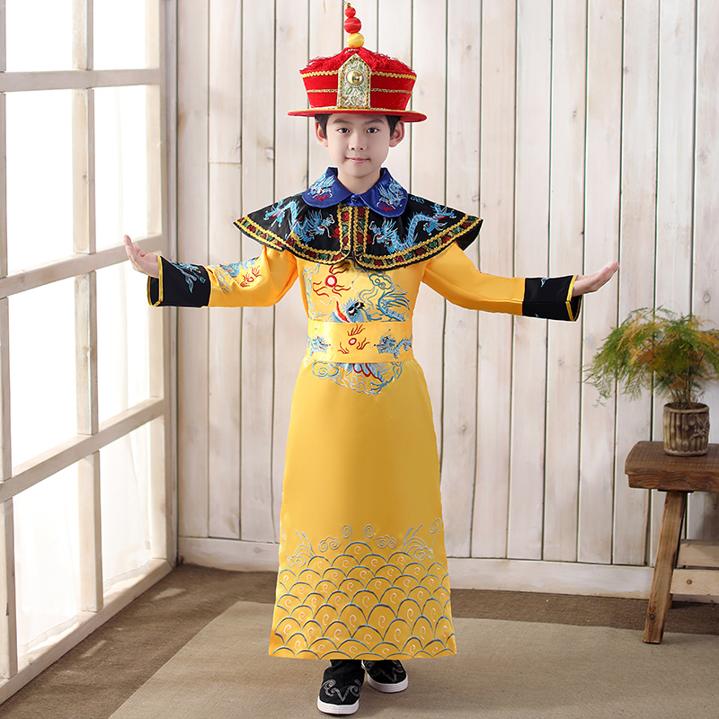 汉服男童皇上太子服装皇帝衣服朝衣龙袍男孩N古代清朝服装儿童古