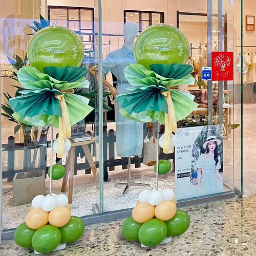 森系气球立柱拱i门商场汽车4s店服装店开业周年庆活动装饰场景布