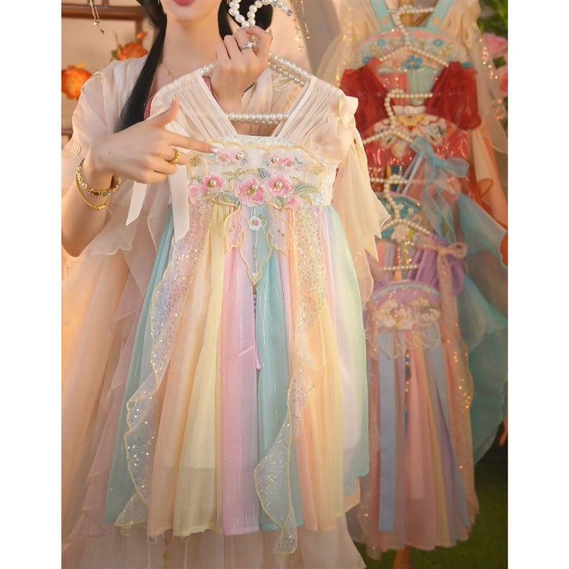 高端女童夏季新款超仙气国风汉服裙儿童花仙子P公主裙连衣裙演出